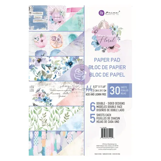 Prima Marketing Inc Watercolor Floral Collection A4 Paper Pad - 30 Sheets 655350651442 {1}