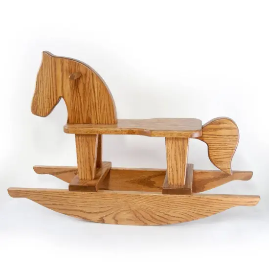 Amish Made Old Fashioned Wooden Solid Oak Child Rocking Horse {1}