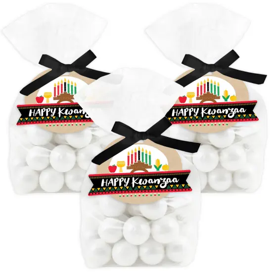 Big Dot of Happiness Happy Kwanzaa Heritage Holiday Party Clear Goodie Favor Bags - Treat Bags With Tags - Set of 12 {1}
