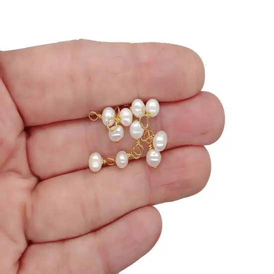 Dainty Freshwater Pearl Charms with Your Choice of Wire, 10 pieces, Adorabilities Gold-Plated {6}