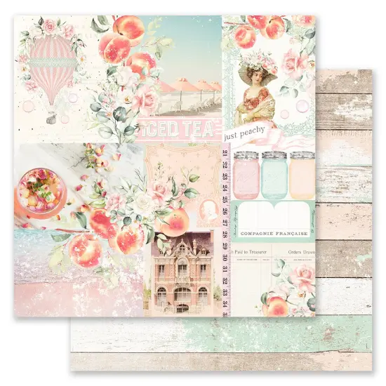Peach Tea - Collection 12x12 Sheet - Just Peachy - 12x12 in, w foil details (10 SHEETS) {1}