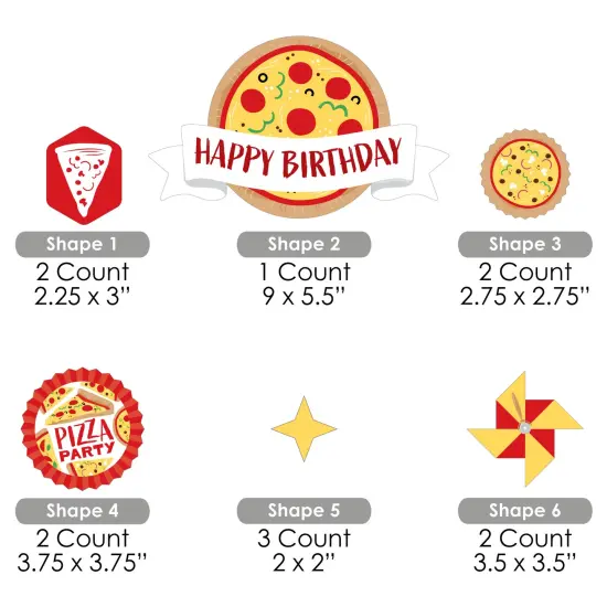 Big Dot of Happiness Pizza Party Time - Birthday Party Cake Decorating Kit - Happy Birthday Cake Topper Set - 11 Pieces {7}