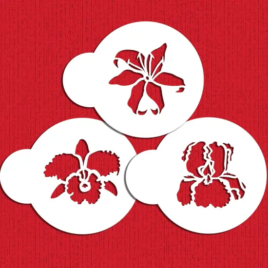 Exotic Flowers Cookie Stencil Set: Orchid, Iris, Lily | C738 by Designer Stencils | Cookie Decorating Tools | Baking Stencils for Royal Icing, Airbrush, Dusting Powder | Reusable Plastic Food Grade Stencil for Cookies | Easy to Use & Clean Stencil {5}