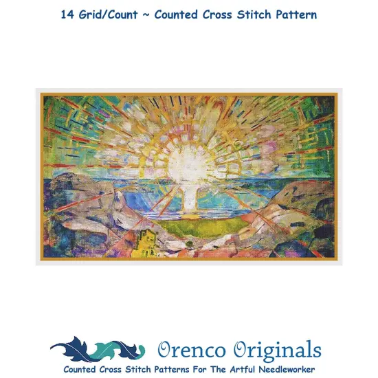 The SUN by Symbolist Artist Edvard Munch Counted Cross Stitch Pattern {1}