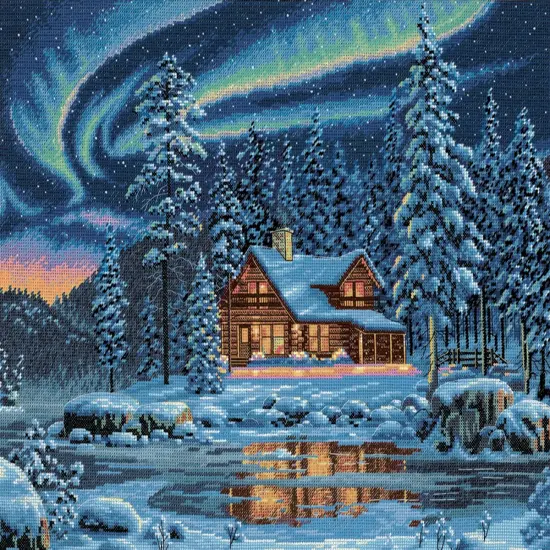 Dimensions Gold Collection Counted Cross Stitch Kit 16"X12"-Aurora Cabin {1}