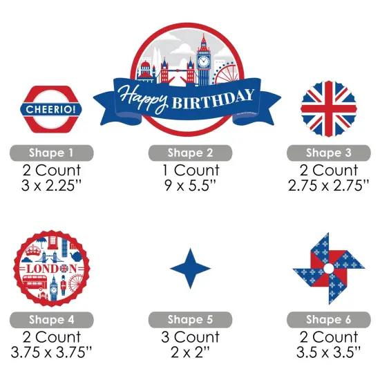 Big Dot of Happiness Cheerio, London - British UK Birthday Party Cake Decorating Kit - Happy Birthday Cake Topper Set - 11 Pieces {7}