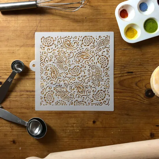 Paisley Henna Miniprint Cake Stencil | C820 by Designer Stencils | Cake Decorating Tools | {3}