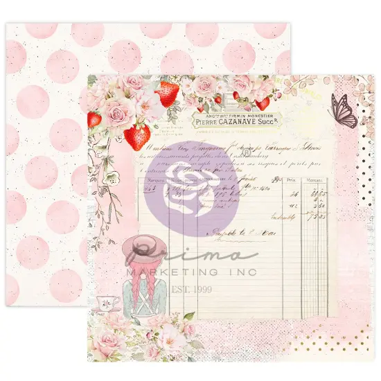 Strawberry Milkshake Collection 12x12 Sheet - Strawberry Fields - 12x12 in, w foil details (10 SHEETS) {1}