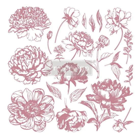 Redesign Decor Clear-Cling Stamps - Linear Floral 12"x12" {1}
