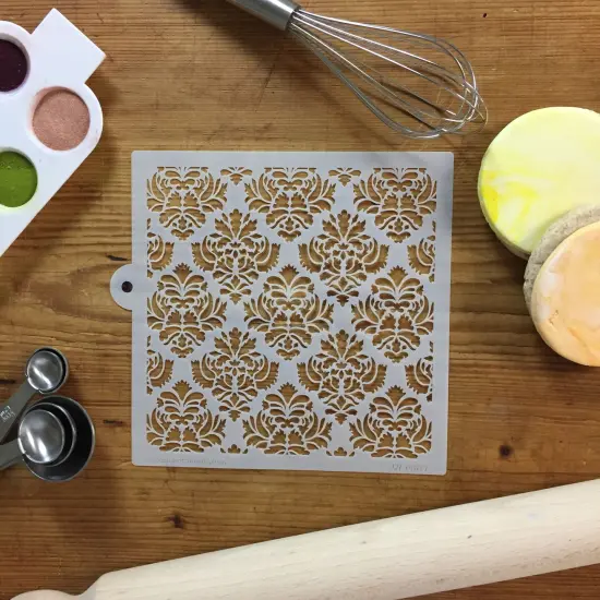 Damask Miniprint Cake Stencil | C807 by Designer Stencils | Cake Decorating Tools | {3}