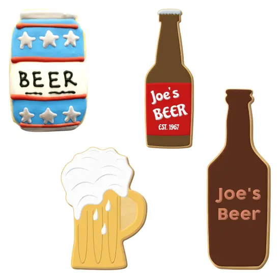 CookieCutter.com Bottle and Mug 4 Piece Cookie Cutters Set, Beer Can, Soda Can, Party, Tin Plate Steel, USA {2}