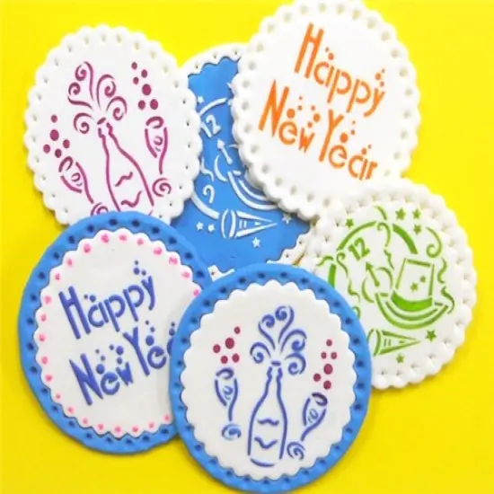 Happy New Year Cookie Stencil | C751 by Designer Stencils | Cookie Decorating Tools | Baking Stencils for Royal Icing, Airbrush, Dusting Powder | Reusable Plastic Food Grade Stencil for Cookies | Easy to Use & Clean Cookie Stencil {2}