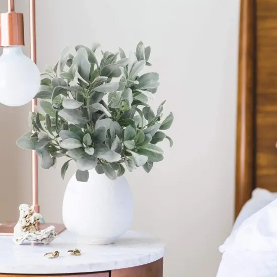 3-Pack: Lamb Ear Stem with Lifelike Silk Foliage, Realistic Faux Greenery for Home & Event Decor by Floral Home® {4}