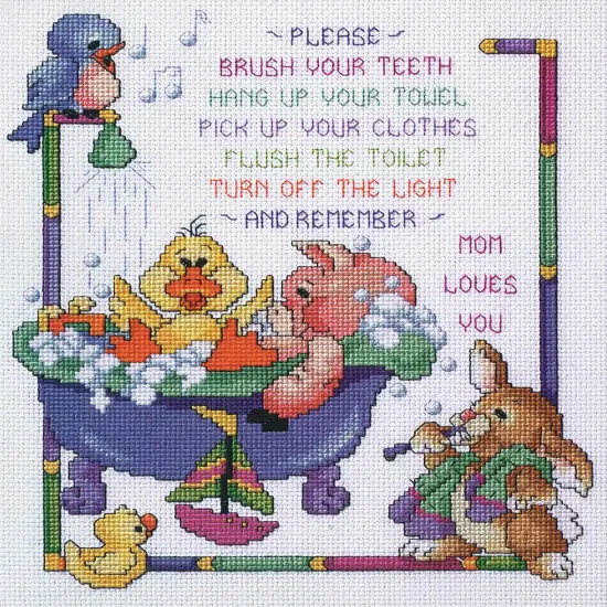 Janlynn Counted Cross Stitch Kit 10"X12"-Bath Time Rules {1}