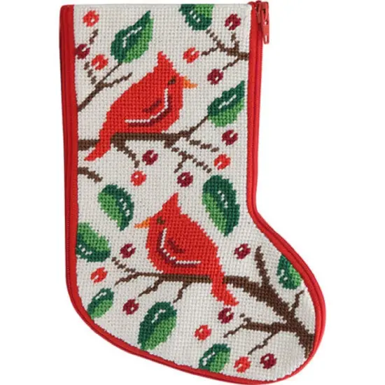 Stitch & Zip Cardinals Mini Stocking Needlepoint Kit Multicolor {1}