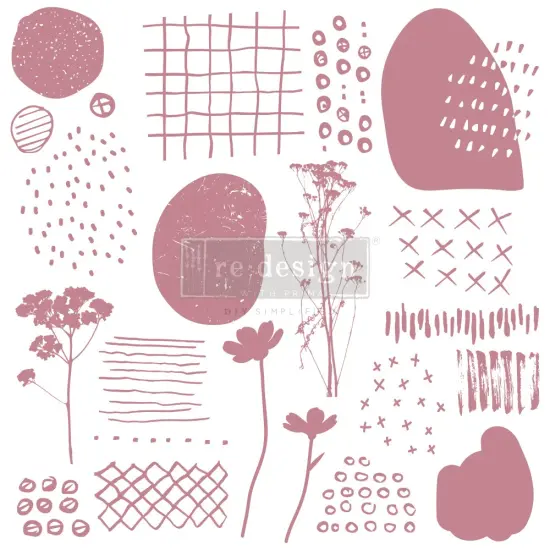 Redesign Decor Stamp - Abstract Scribbles 12"x12" (19 pcs) {1}