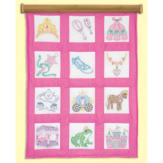 Jack Dempsey Themed Stamped White Quilt Blocks 9"X9" 12/Pkg-Princess {3}