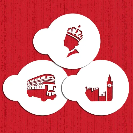 Royal London Cookie Stencil Set | C846 by Designer Stencils | Cookie Decorating Tools | Baking Stencils for Royal Icing, Airbrush, Dusting Powder | Reusable Plastic Food Grade Stencil for Cookies | Easy to Use & Clean Cookie Stencil {5}
