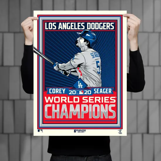 Phenom Gallery Los Angeles Dodgers Corey Seager 2020 World Series Champs 18" x 24" Serigraph {1}