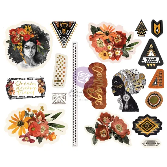 Prima Marketing Inc Diamond Collection Chipboard Stickers - 18 Pcs W/ Foil Details 655350651688 {1}