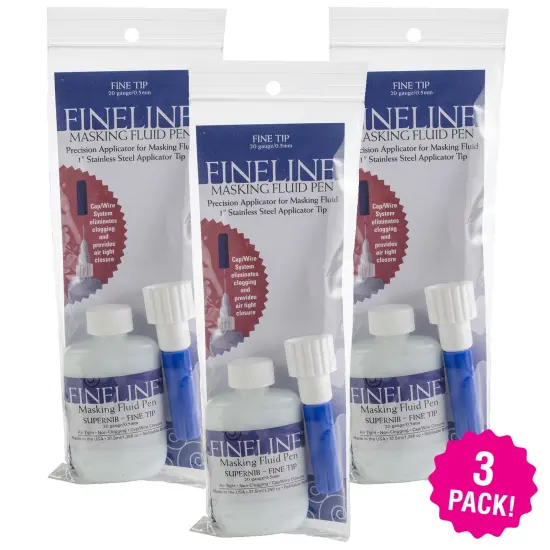 Multipack of 3 - Fineline 20 Gauge Applicator & Bottle W/Masking Fluid-1.25oz {1}