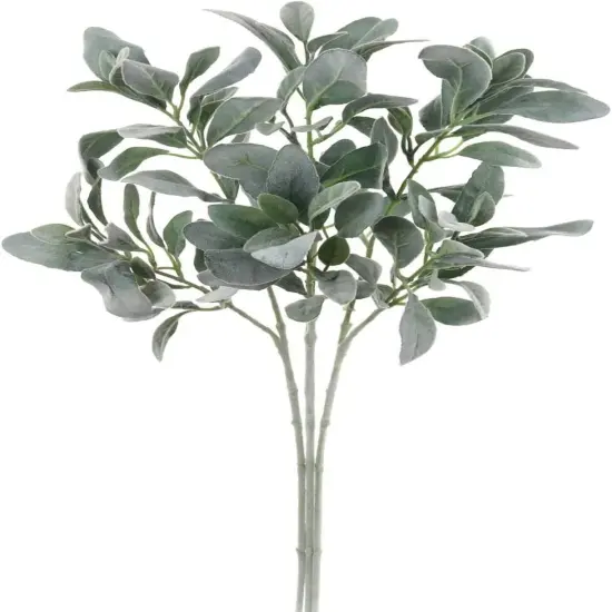 3-Pack: Lamb Ear Stem with Lifelike Silk Foliage, Realistic Faux Greenery for Home & Event Decor by Floral Home® {1}