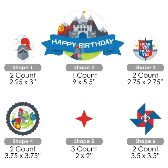 Big Dot of Happiness Calling All Knights and Dragons - Medieval Birthday Party Cake Decorating Kit - Happy Birthday Cake Topper Set - 11 Pieces {7}