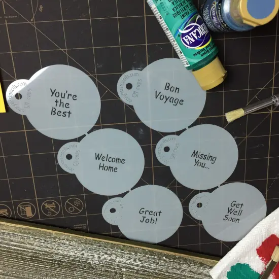 Encouragement Lettering Cookie Stencil Set: You're the Best, Welcome Home, Great Job, Bon Voyage, Missing You, Get Well Soon | C825 by Designer Stencils | Cookie Decorating Tools | {4}