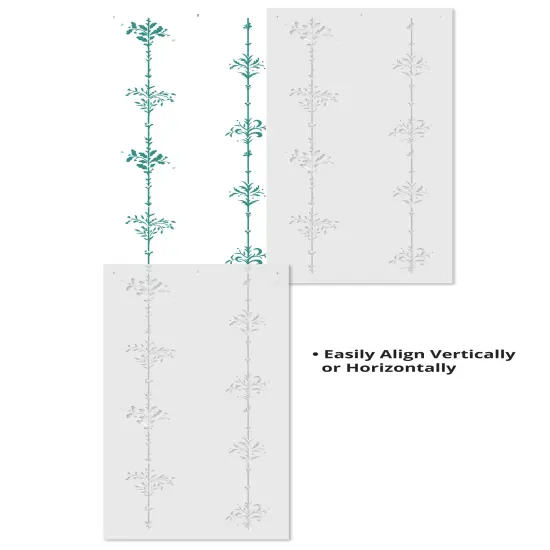 Floral Stripe Wallpaper Wall Stencil | 3231 by Designer Stencils | Floral Stencils | Reusable Art Craft Stencils for Painting on Walls, Canvas, Wood | Reusable Plastic Paint Stencil for Home Makeover | Easy to Use & Clean Art Stencil {3}