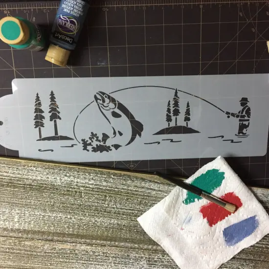 Gone Fishing Cake Stencil | C848 by Designer Stencils | Cake Decorating Tools | {5}