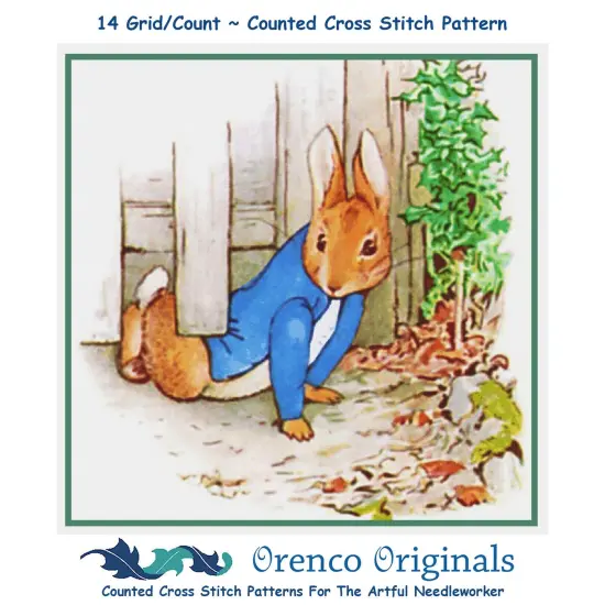 Beatrix Potter Peter Rabbit Crawls Under Fence Counted Cross Stitch Pattern {1}