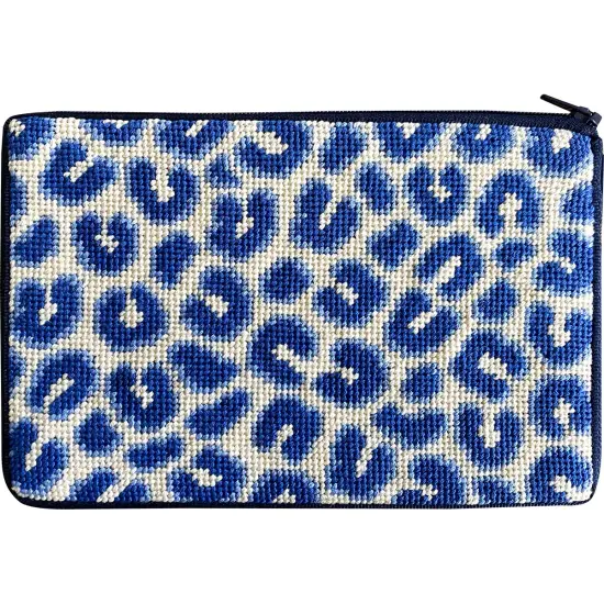 Stitch & Zip Needlepoint Cosmetic Purse Kit- Navy Leopard Multicolor {1}