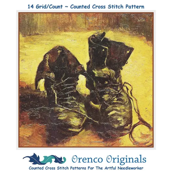 a Pair of Work Boots by Vincent Van Gogh Counted Cross Stitch Pattern {1}