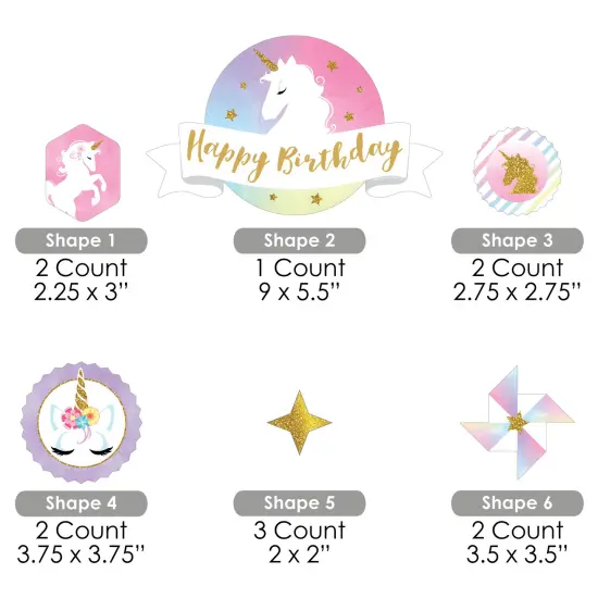 Big Dot of Happiness Rainbow Unicorn - Magical Unicorn Birthday Party Cake Decorating Kit - Happy Birthday Cake Topper Set - 11 Pieces {7}