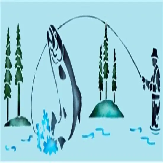 Gone Fishing Cake Stencil | C848 by Designer Stencils | Cake Decorating Tools | {2}