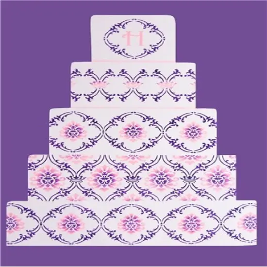 Royal Damask Cake Stencil Tier #3 | C708 by Designer Stencils | Cake Decorating Tools | {3}