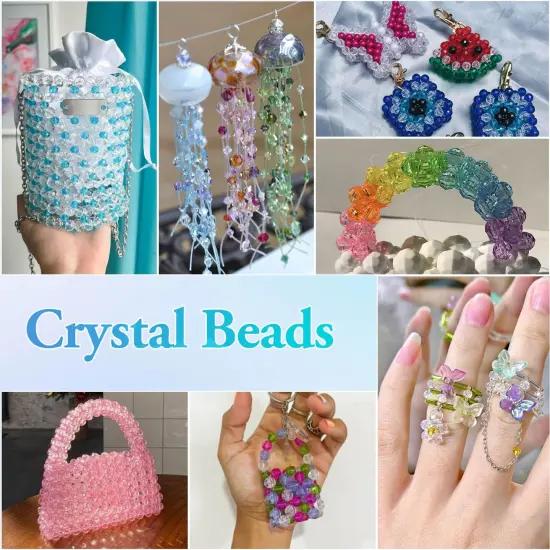1820 Pieces Crystal Beads for Jewelry Making, Crystal Acrylic Beads Faceted Jewelry Beads Bicone Gem Beads for Jewelry Making (6 MM) {4}