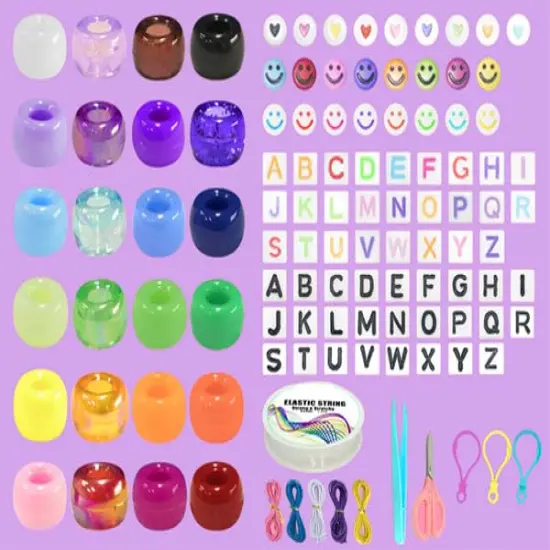 1000 Pieces DIY Crafts Gifts for Girls Beading Kits, Pony Beads Bracelet Making Kits with Decorative Beads and Charms, Craft Supplies for Children, Adults, Girls {1}