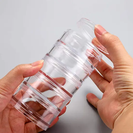 2 Pck 5 Slot Clear Plastic Round Storage Jars - Art Craft Accessory Organizer Box Jewelry Beads Sewing Pills Container Holder for Storage Small Items, Hardware {6}