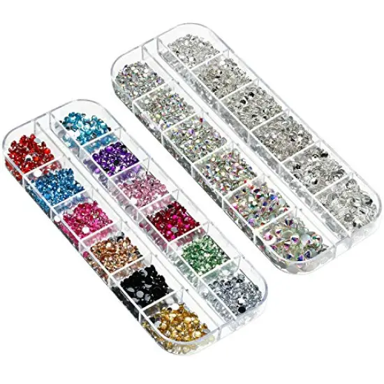4488 Pieces Nail Art Rhinestones Crystal Flatback Rhinestones with Rhinestone Picker Pick Up Tweezers for Nails Art Clothes Shoes Bags Decoration (Colorful, AB Color and Clear) {4}