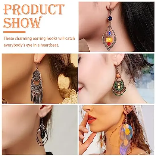 150 Pieces Hypoallergenic Earring Hooks Mixed Colors Ear Wire Hooks Earring Making Kit with 1000pcs Open Jump Rings 200pcs Earring Backs for Jewelry Making Findings {4}