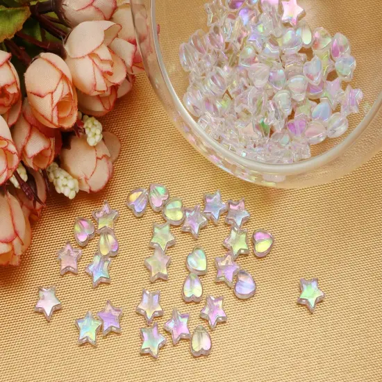 100 Pieces Mini Acrylic Beads 9mm Heart Charms and 11mm Star Beads for Jewelry Making Bracelets Necklaces Earrings Key Chains Accessories DIY Crafts Valentine Christmas Birthday Gifts (White) {1}