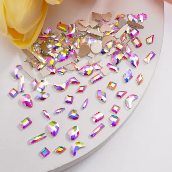 1820 Pieces Rhinestones Nail Gems, 12 Styles 3D Glass Crystals Charms Shiny Multi Shape Flatback Nail Rhinestones for Nail Art with Picker and Tweezers for DIY Nail Art {5}