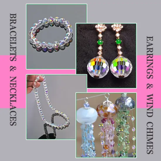 80 Pieces Crystal Beads, 10mm Glass Beads, Round Faceted Beads Bulk for Craft Necklace Bracelet Earring (AB Color) {3}