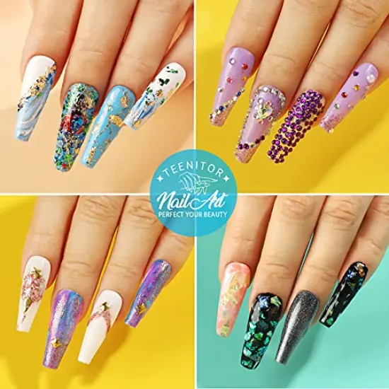 Rhinestones for Nails, 5 Boxes Nail Art Rhinestones 36 Boxes Nail Flakes, Nail Gems Stone Nail Design Kit, Nail Rhinestones for Nail Art Nail Accessories {3}