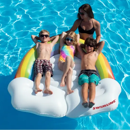Swim Central Inflatable Rainbow and Clouds Swimming Pool Float Island, 68-Inch White {5}