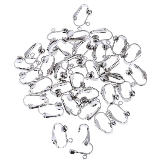 36 Pieces Clip-on Earring Converter with Easy Open Loop for DIY Earring and Turn Any Studs or Pierced into Clip on (Silver) {2}