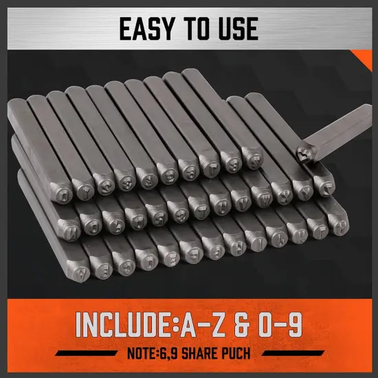 37 Pieces Number and Letter Stamp Set 1/8 (3mm) (A-Z & 0-9 + Love) Punch Perfect for Imprinting Metal Stamping kit, Plastic, Wood, Leather. {4}