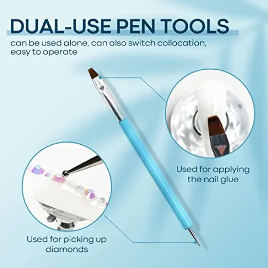 4 Pieces Set Rhinestone Glue for Nail, No Wipe Nail Gem Glue, Super Strong Adhesive Glue Gel with Nail Charms & Dual-Use Nail Brush for Nail Rhinestones/Nail Jewelry/Nail Diamonds {4}