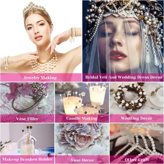 800 Pieces Ivory Pearl Craft Beads Loose Pearls for Jewelry Making, Crafts, Decoration and Vase Filler (Assorted Sizes) {5}